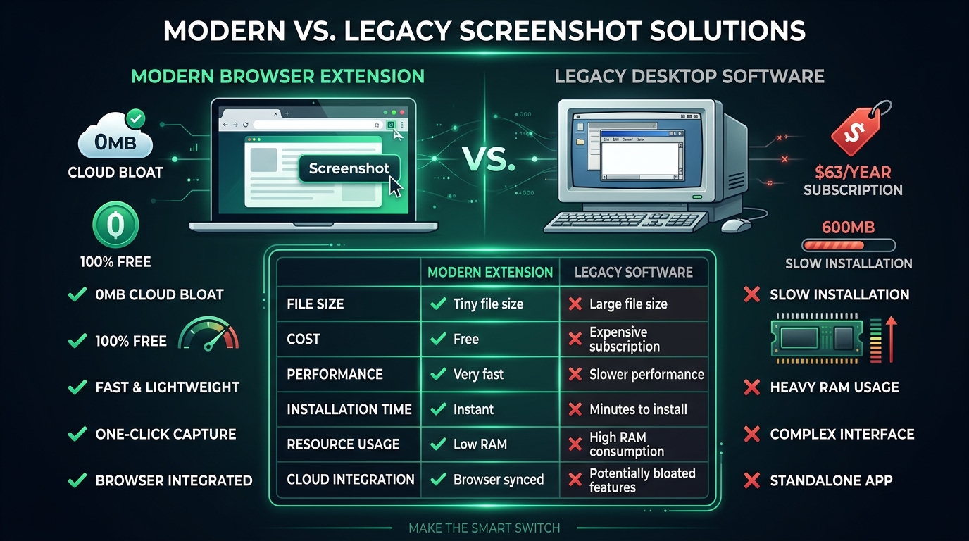 ClickSnap vs GoFullPage vs Awesome Screenshot: The Ultimate 2026 Shootout