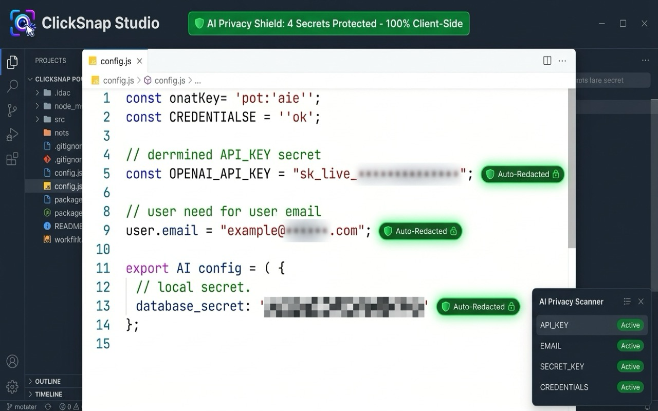 How AI Privacy Shield Automatically Redacts API Keys, JWT Tokens, and Emails from Screenshots